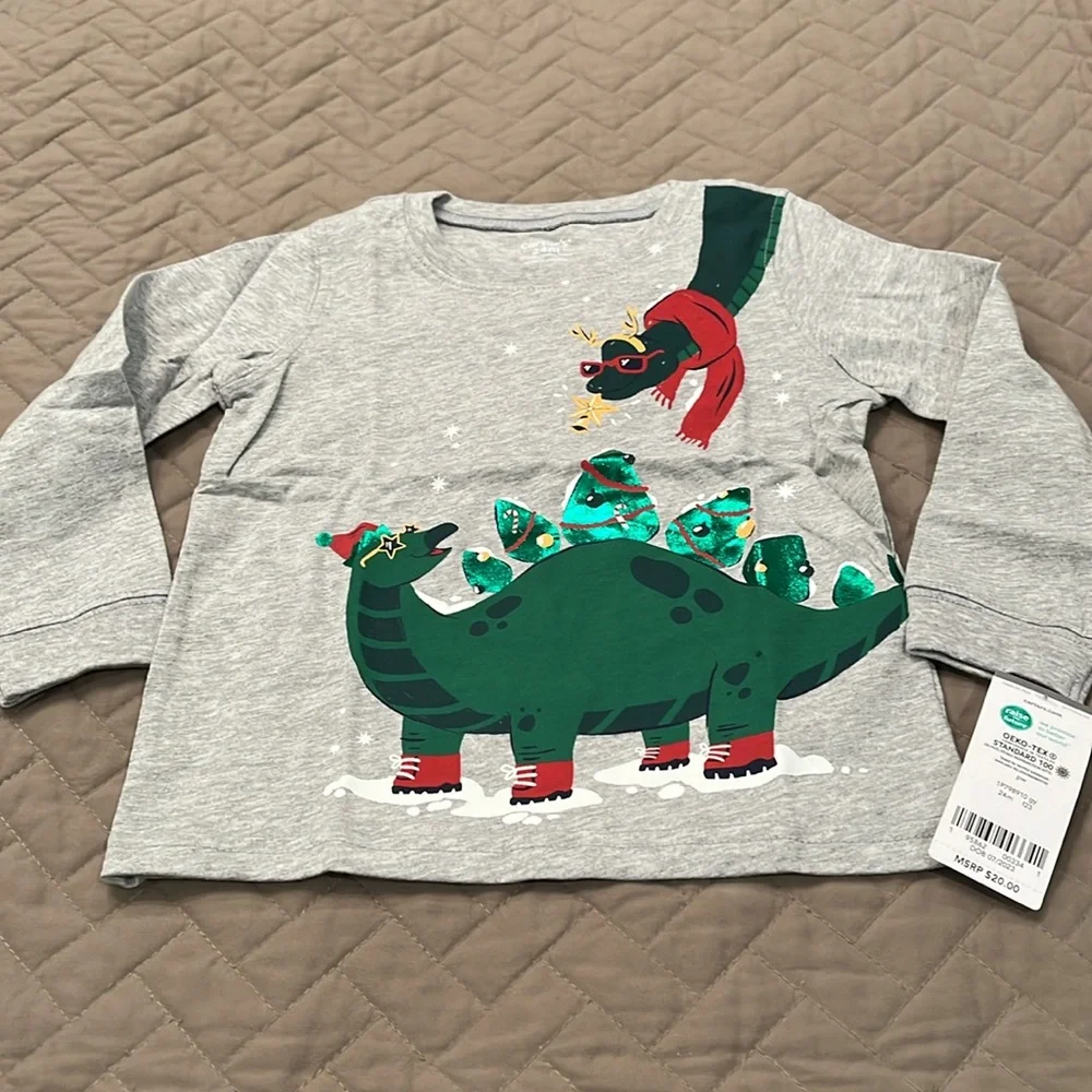 Toddler Boy Carter's Christmas Dinosaur Graphic Tee/NWT/24M